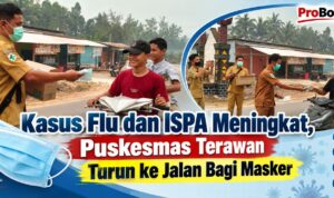 Kasus Flu dan ISPA Meningkat, Puskesmas Terawan Turun ke Jalan Bagi Masker puskesmas terawan
